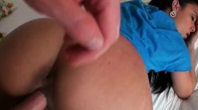 Watch me fuck my bubble butt Latina GF until she cums
